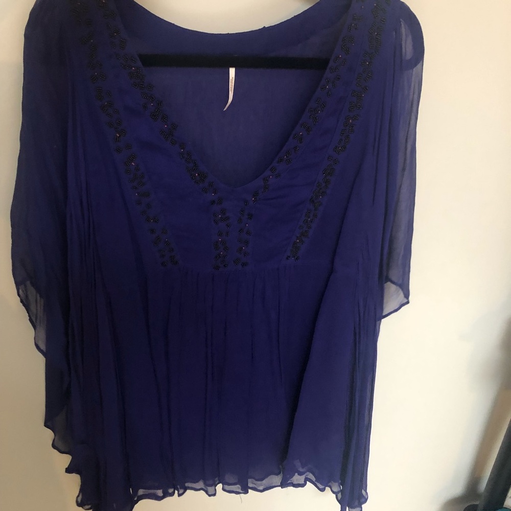 Free people beaded chiffon dress top